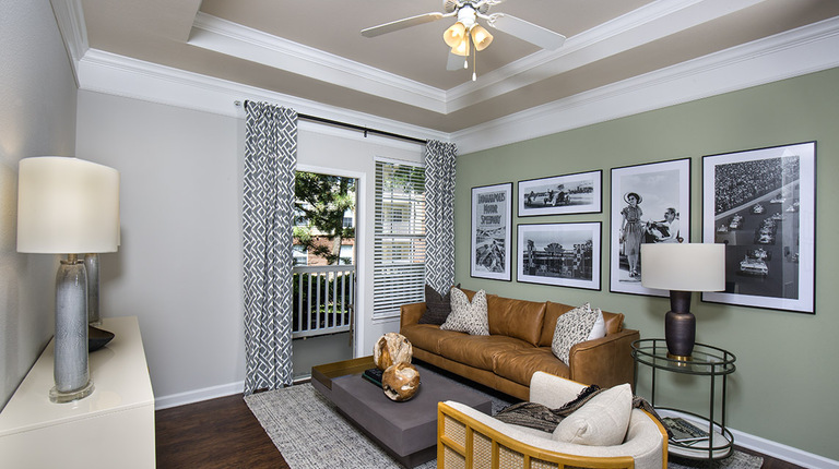 Living Room with 9-foot Ceiling